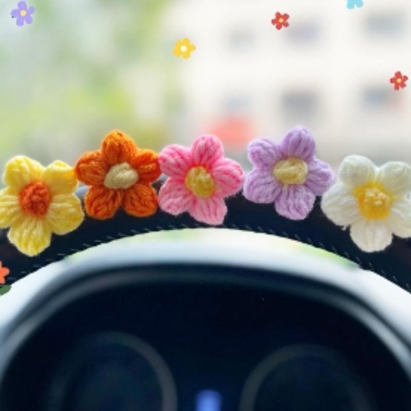 6pcs Flower Creative Car Decoration, Lovely Automotive Accessories, Puff Flower Interior Accessory for Cars