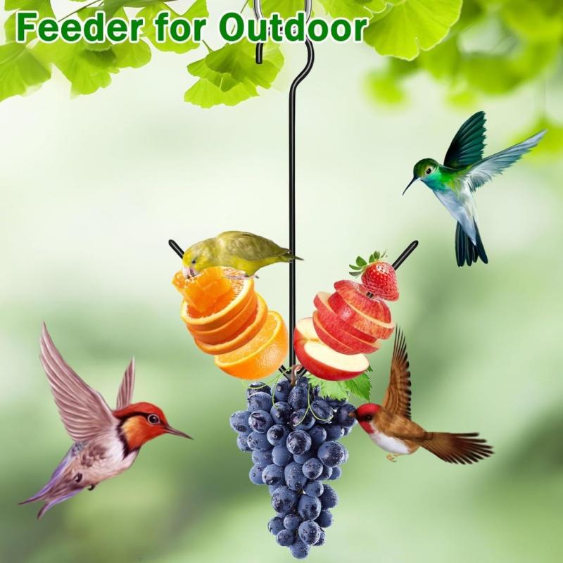 Metal Hanging Bird Fruit Feeder Hook Outdoor Garden Oriole Bird Feeder for Orange Slices Fruit Perch Creative V-Shaped