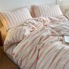 Luxury 100% Cotton Yarn-Dyed 3-Piece Duvet Cover Set (1 Duvet Cover + 2 Pillowcases), Pre-Washed,Stripe Design, Bedding Set