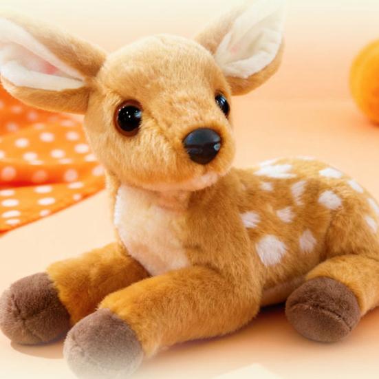 25CM Reindeer Plush Toy Soft Stuffed Animal Laying Down Pose Giraffe Plushies Birthday Xmas Gift for Kids