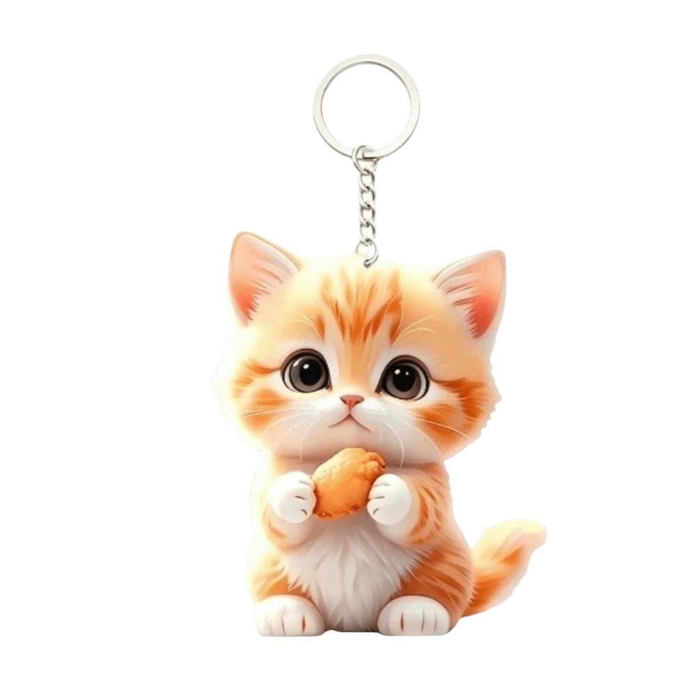 Acrylic Cat Keychain 2D Flat Key Ring Fashion Cat Pendant  Daily Carry Cat