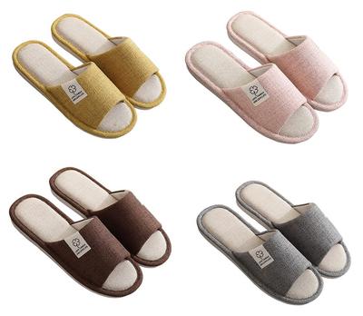 Tzrcyc Inomhus Set med Hustoppar för Gäster för Kvinnor och Stilfulla Tofflor i Bomull och Linne med Öppna och Hösttofflor för och Rum Unisex Tofflor, 4,
