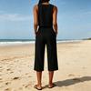 Women's Fashionable Casual Round-Neck Sleeveless Two-Piece Set