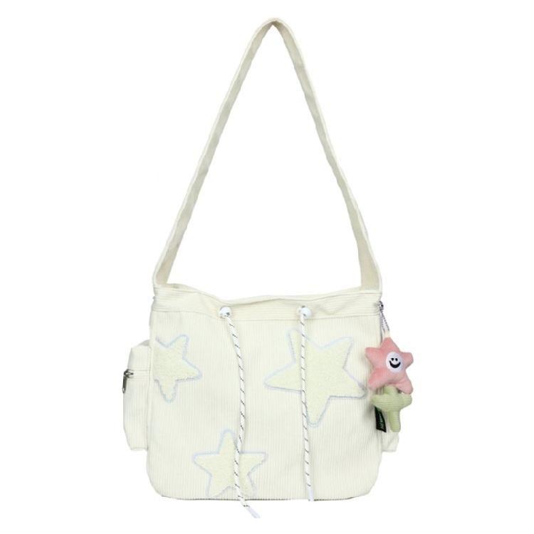 Convenient Corduroy Star Crossbody Bag with Pendant Perfect for Daily Outings