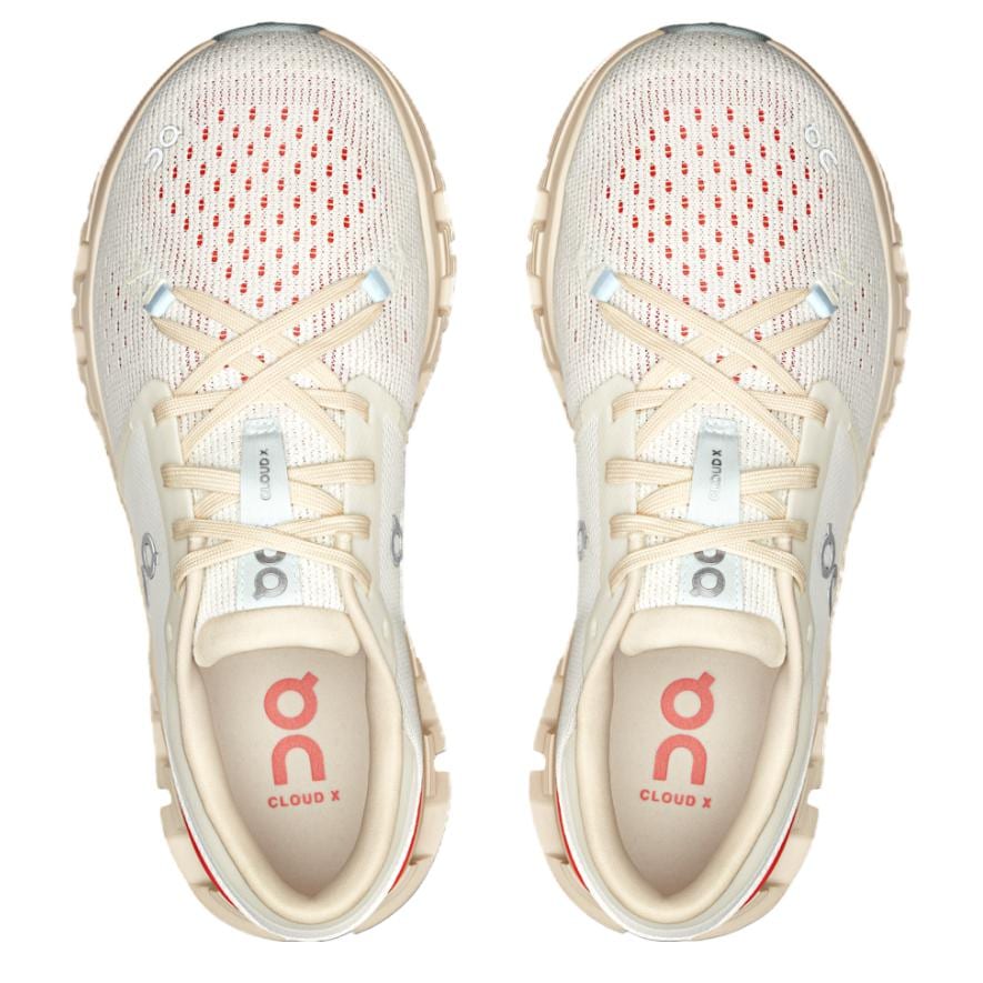 On Cloud X4 Bas Matériau Composite Caoutchouc CloudTec Chaussures de Course Décontractées Ville Trajet Domicile-Travail Femme Ivoire Blanc 3WE30073297