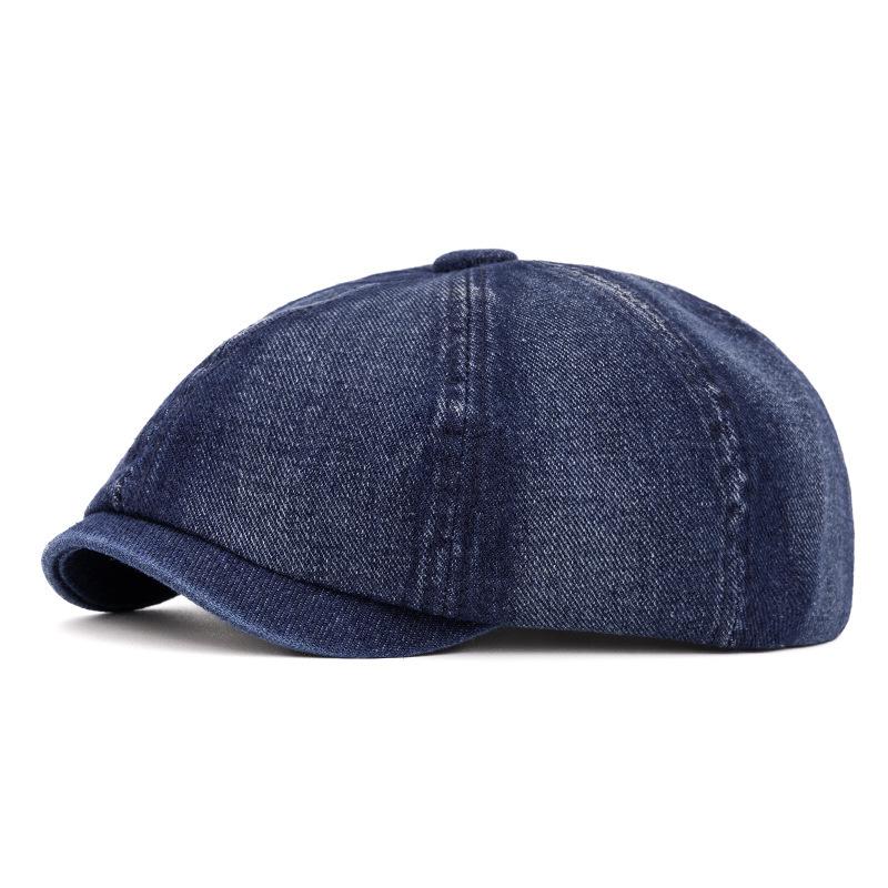 Washed Denim Octagonal Hat Men and Women Literary Beret Retro Painter Hat Versatile British Newsboy Hat