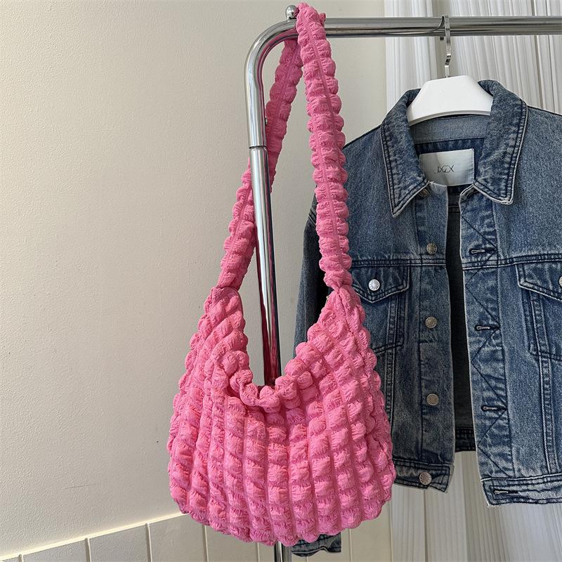 Pleated Cloud Bag: Elegant Shoulder & Crossbody Handbag in Macaron Colors