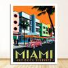 Travel Canvas Paintings Vintage Wall Kraft Posters Coated Stickers Home Decor Pictures Florida Miami Beach America