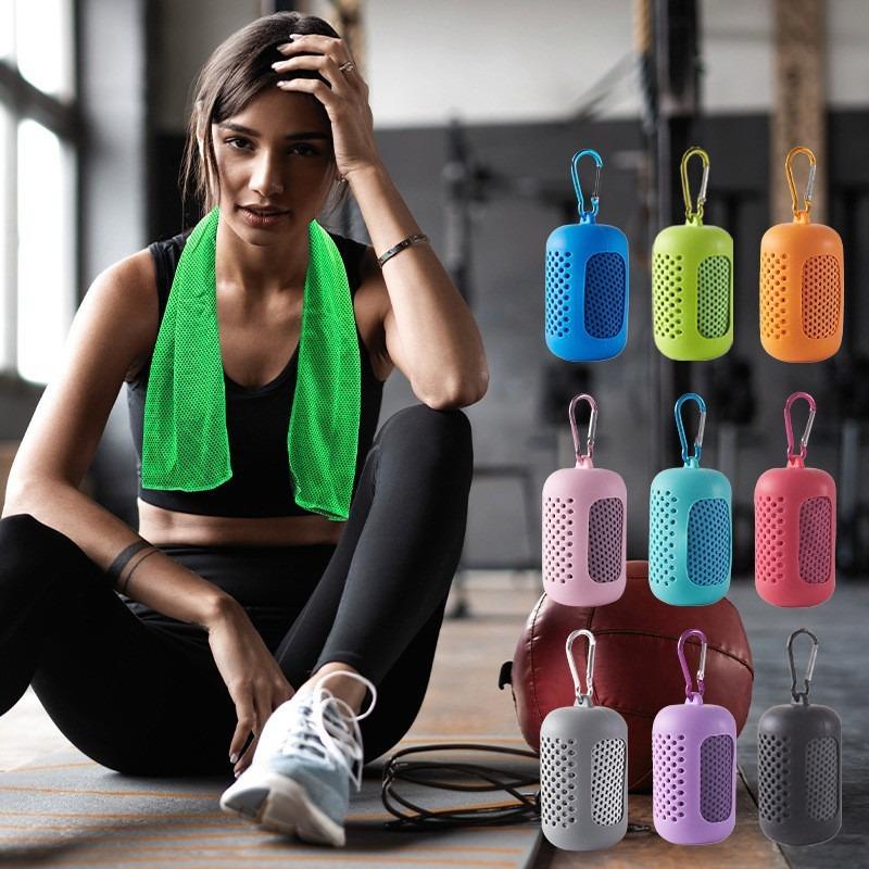 Kühltuch mit Hülle Schnelltrocknendes Sporttuch Eis-Kühlung Fitnessstudio Fitness Laufen Yoga Camping Schweißabsorbierend