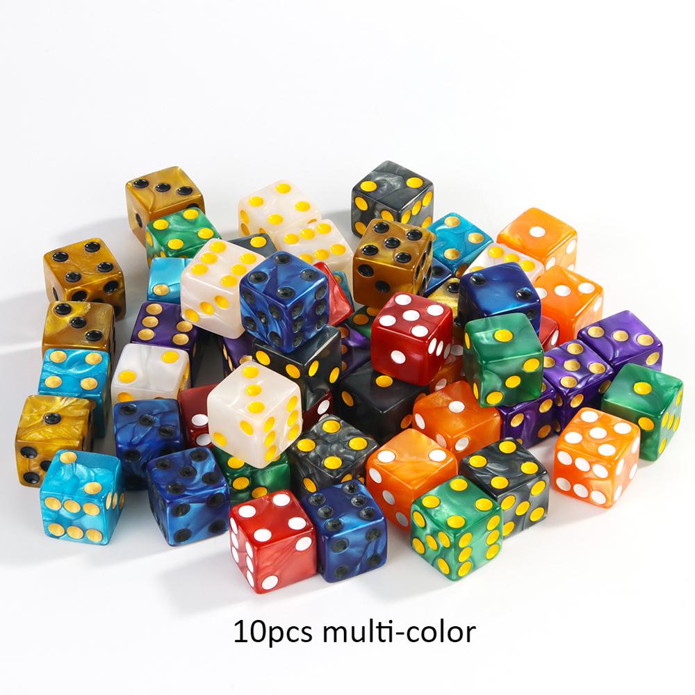 Šestistěnné kostky 10ks D6 16mm Kostky s ostrými hranami Zábava Akrylová hazardní pomůcka Kostky