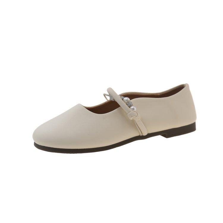 [Youshilai] Round Head Sweet Pearl Loafers Women's Spring 2025 New Shallow Mouth with One Pedal