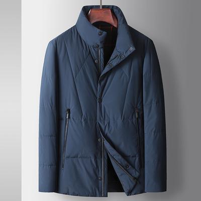Men's Down Jacket Autumn and Winter Thickened Casual 90 White Duck Down Stand-up Collar Middle-aged and Young People Solid Color Warm Down Jacket