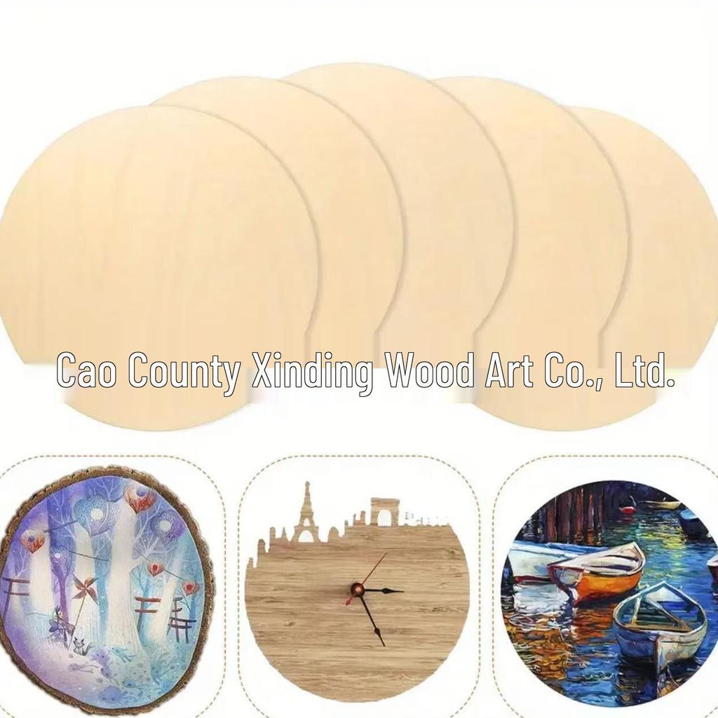 Creative DIY Wood Slices Set: Round & Square Poplar Plywood for Children's Hand-Painted Decorations