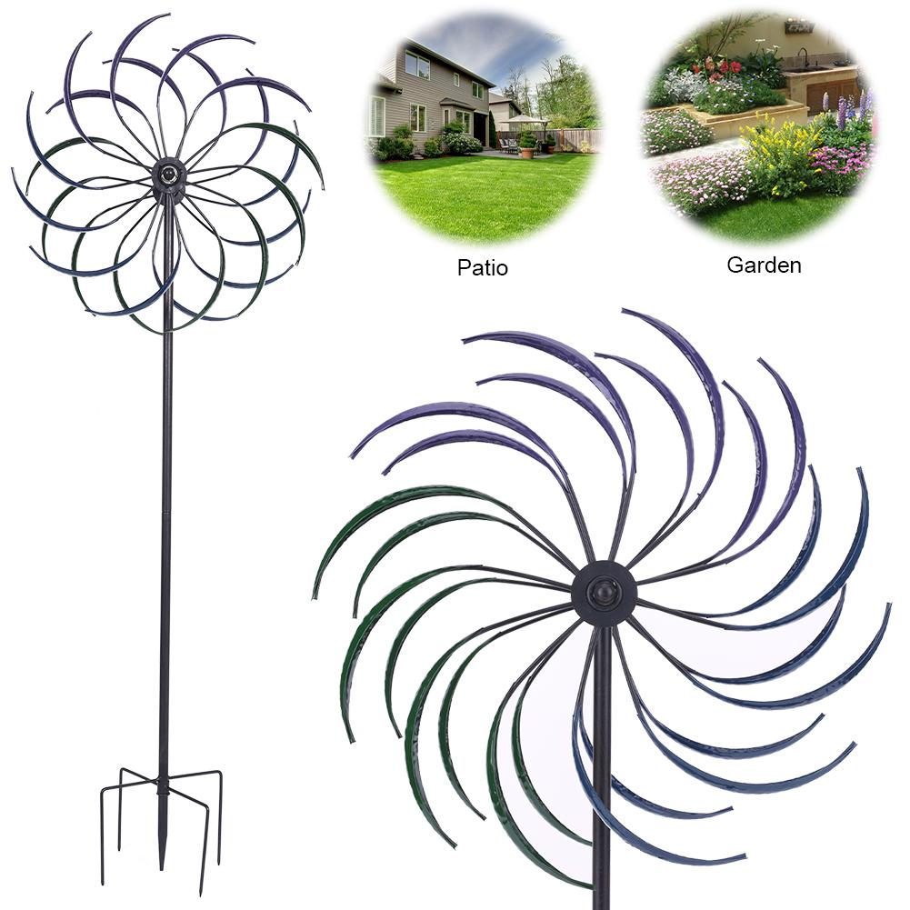 Rainbow Color Windmill Double-Layer Iron Windmill Wear Resist Public Craft Windmill for Yard Decoration Accessories Tool