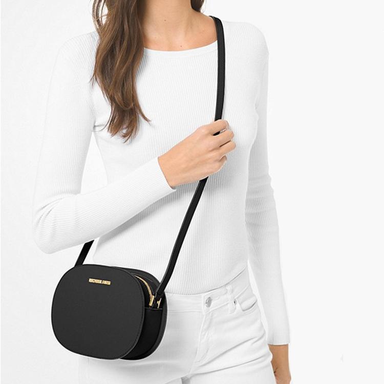Michael Kors MK Jet Set Travel Solid Logo Round Camera Bag Unisex Shoulder Bag Black 35T1GTVC6L-BLACK