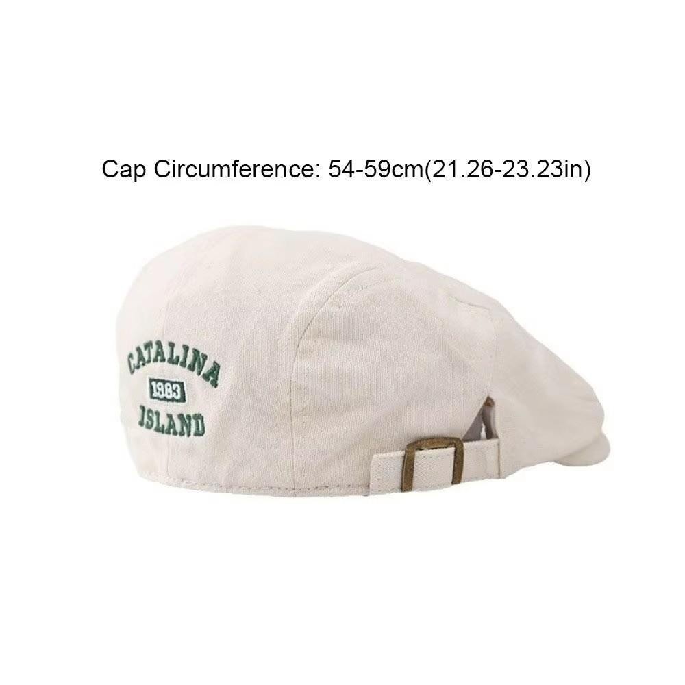 Vintage Y2k Beret Hat Adjustable Letter Embroidery Newsboy Cap Breathable Cotton Flat Cap