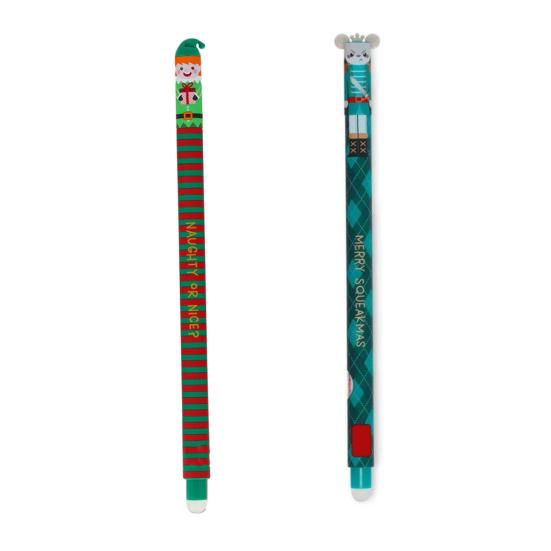 2 Pcs Christmas Erasable Gel Pens Retractable Cartoon Pens Fine Point Cute Holiday Writing Pens for School Office Kids Students Xmas Party Favors