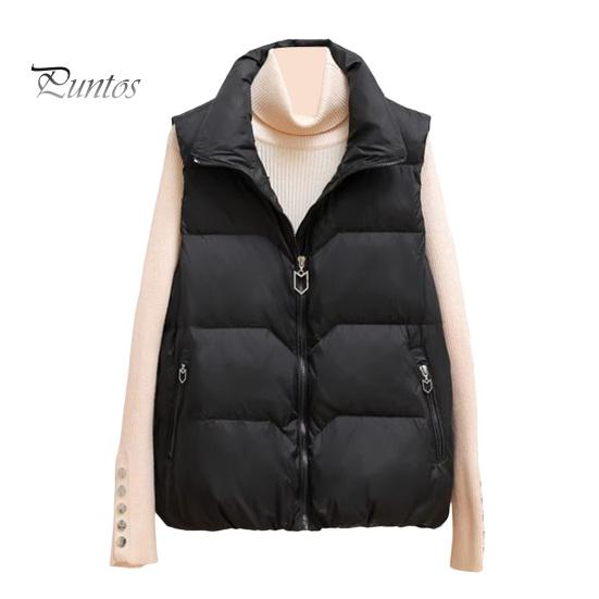 

Женское зимнее пальто с карманами на молнии, застежка-молния, отложной воротник с подкладкой, без рукавов, однотонный жилет для отдыха на открытом воздухе и спорта L чёрный