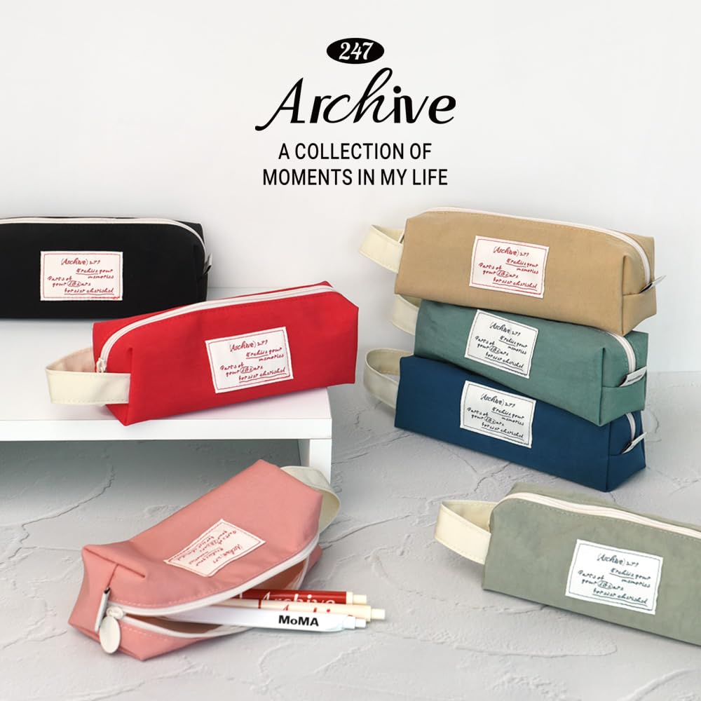 Monolike Archive Block Pen Case, Real Black - Archive Block Pen Case, Real Black Pencil Case, Pencil Pouch, Office Pouch