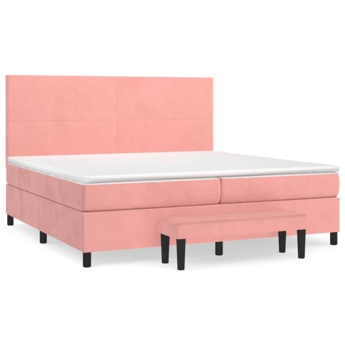 3137748 vidaXL Divan Bed with Mattress Pink 200x200 Cm Velvet