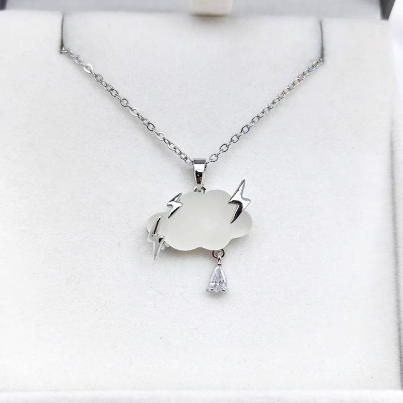 1 Pcs Fashion Lightning Cloud Copper Pendant Steel Necklace Women's Clavicle Chain Girls' Elegant Accessories