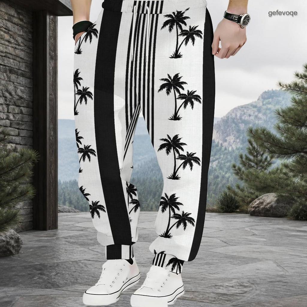 Men Plus Size Colorful Floral Printed Drawstring Cuffed Ankle Jogger Pants With Side Pockets