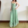 European and American style summer new women's clothing lace splicing suspender waist ruffle edge skirt long dress dress