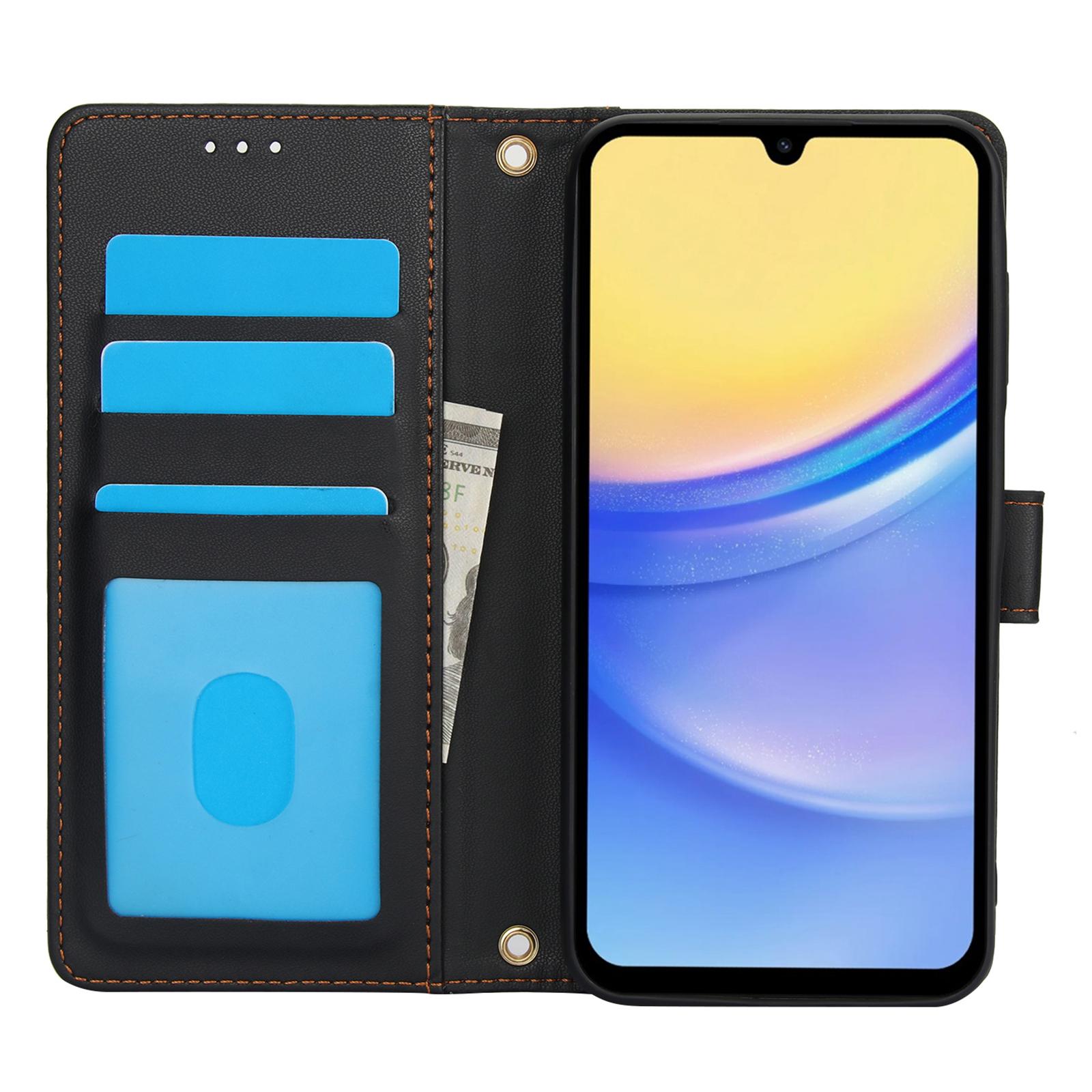 

SY-003 For Samsung Galaxy A06 4G Case PU Leather Stand View Phone Wallet Cover with Hand Strap Black