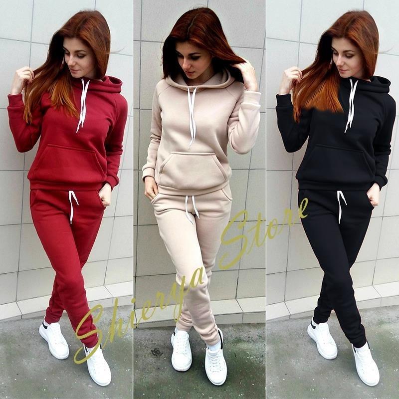 

Autumn Women Long Sleeve Hooded Sweatshirts Set Women Hoodies Suit