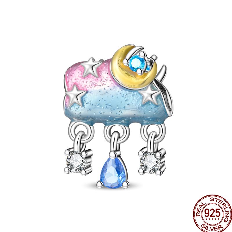 100% Copper Blue Shiny Zirconia Dark Cloud Butterfly Jewelry Beaded Pendant Fit 3Mm Bracelet Diy Jewelry Gift