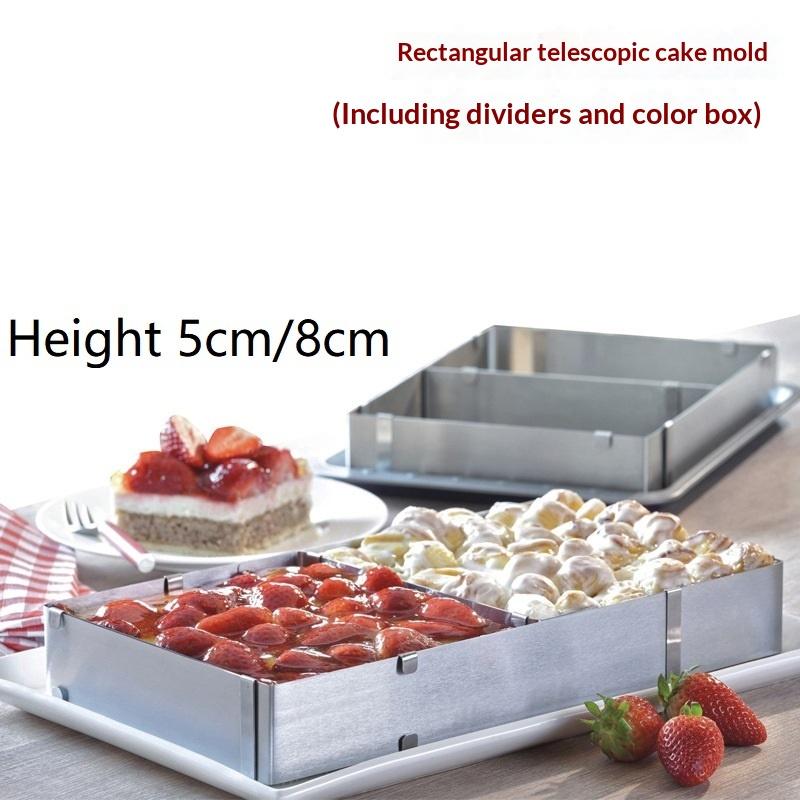 Rektangulær Kageform Ring, Justerbar Rustfri Stål Firkantet Mousse Kage Skærer Bagning Form Kagebageri Værktøj