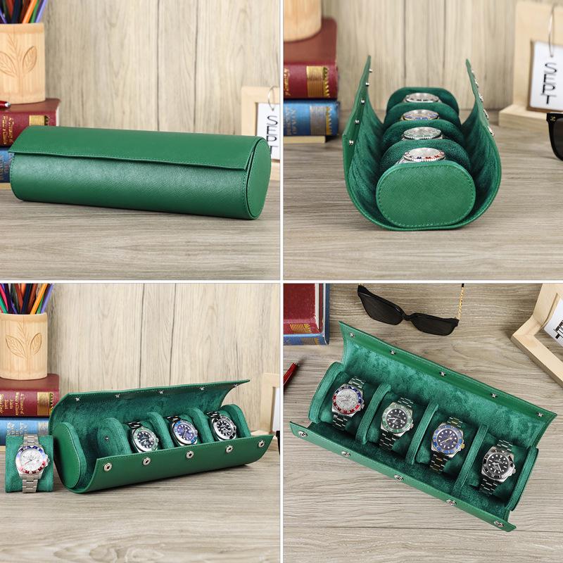 Four-Piece Genuine Leather Mechanical Wristwatch Set with Handmade Travel Storage Box