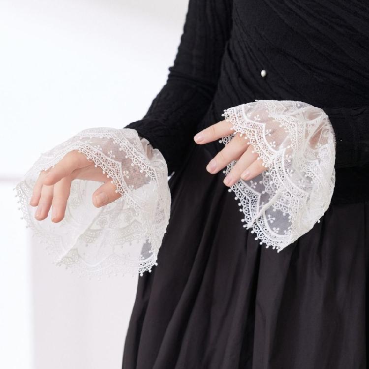 French Lace Arm Sleeves Wrist Cuffs Arm Covers Decorative Sleeves For Office Women Daily and Party Clothing Enhancer