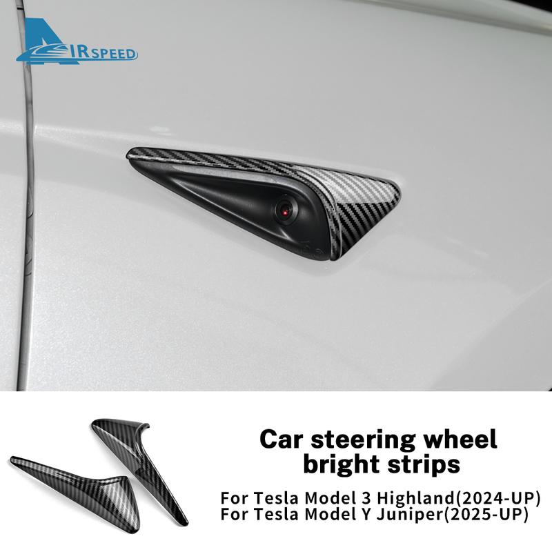 ABS Carbon Fiber Side Camera Cover For Tesla Model Y Juniper 2025 2026 2027 Model 3 Highland 2024 Protection Car Accessories