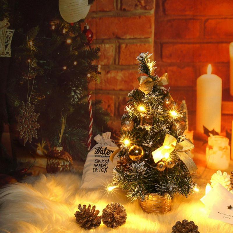 40cm Artificial Christmas Tree Table Ornament with LED Light Balls Christmas Decoration for Home New Year Gift Mini