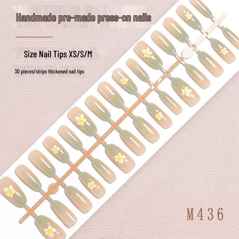 

Moonlight Ballet Handmade Blush Gradient Press-On Nails - Short V-French Rhinestone Nail Stickers