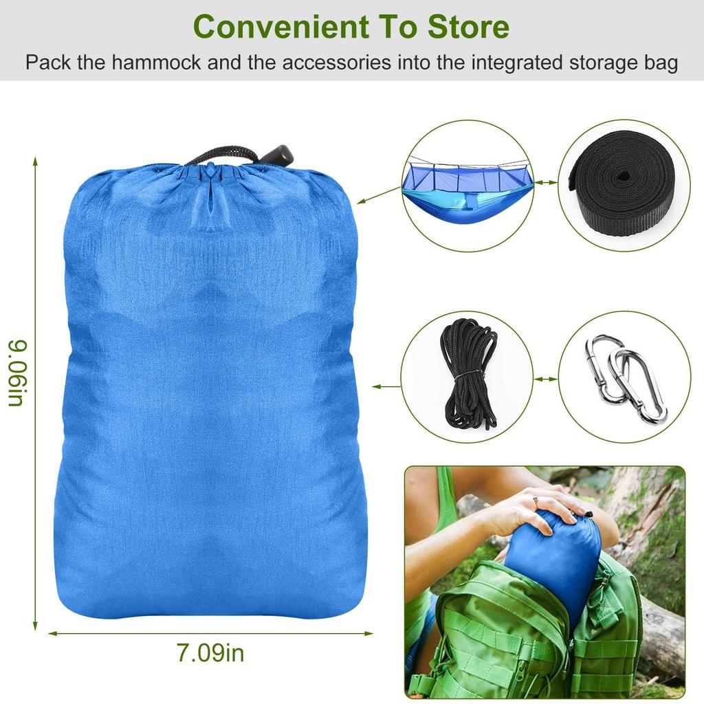 Camping Hammock with Mosquito Net Camping Anti-rollover Nylon Portable Hanging Hammocks Chair Outdoor Hanging Bed Net