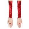 Women Ladies Wetlook Metallic Fingerless Latex Gloves with Rivets Patent Leather Elbow Length Long Gloves Night Club Dancewear