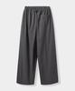 Yujen Double-Pleat Wide Cotton Elastic Waist Pants_Charcoal