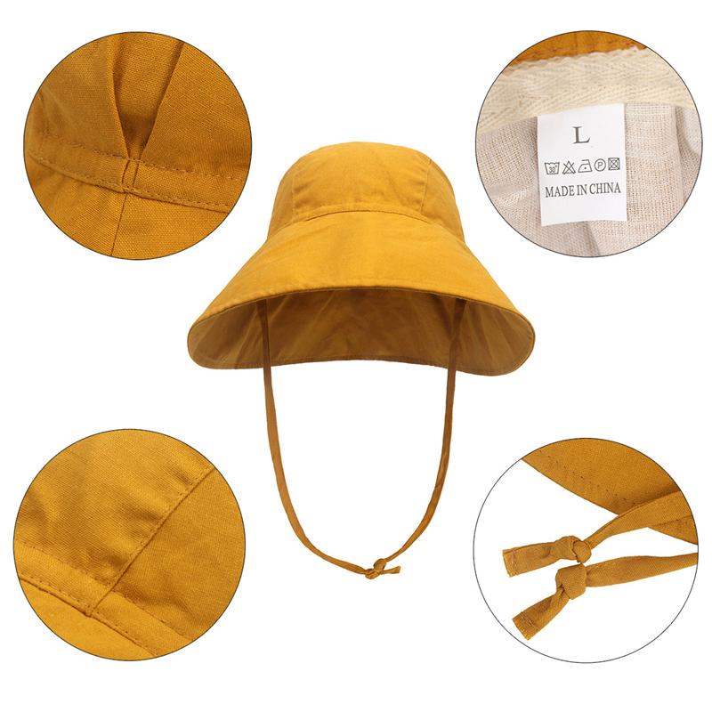 Sombrero de Sol para Bebé Verano Niños Niñas Sombrero de Cubo Niños Algodón UV Sombreros de Viaje Niño Ala Ancha Exterior Gorras de Playa Moda Casual Sombrero Panamá