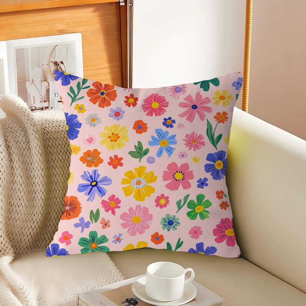 Cartoon Style Floral Pattern Pillowcases Home Bedding Decorative Pillow Cover Wedding Super Soft Pillow Case