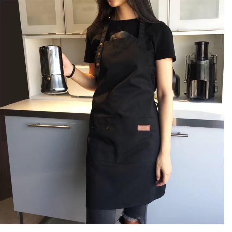 Korean Style Cotton Summer Apron: Oil-Proof, Custom Logo, High-End for Kitchen & Coffee Shops