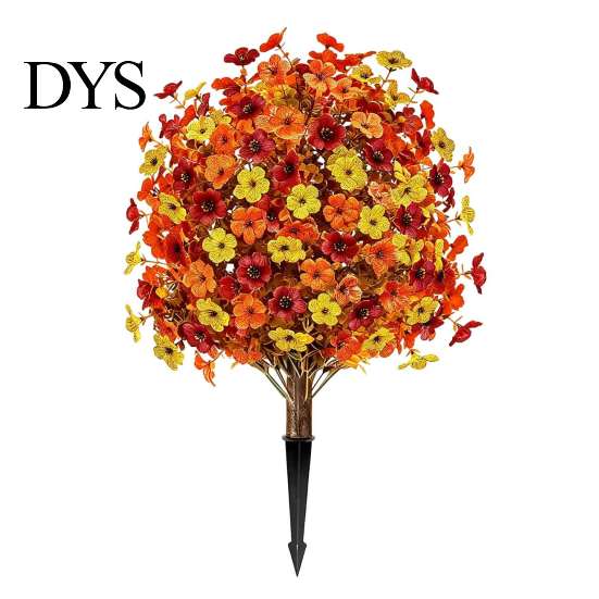 Maintenance Free Indoor Plants Fall Artificial Topiary Ball Flowers, Mums Tree, UV Resistant Outdoor Flowers with Decorative Faux for Weddings Spike,