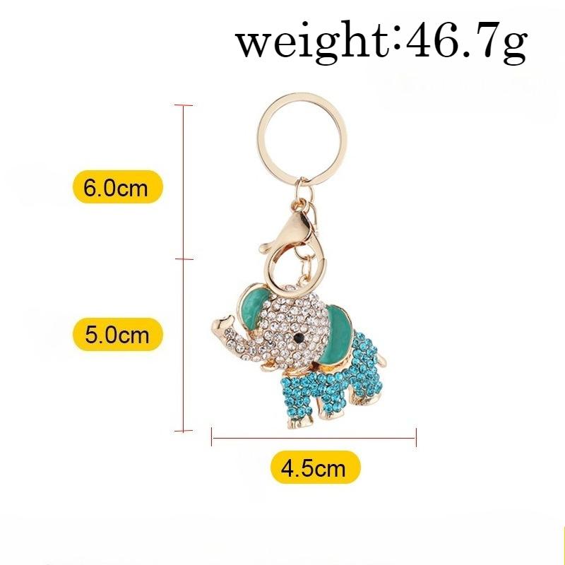 Cartoon diamond studded elephant keychain, Korean version, creative women's handbag keychain, elephant pendant