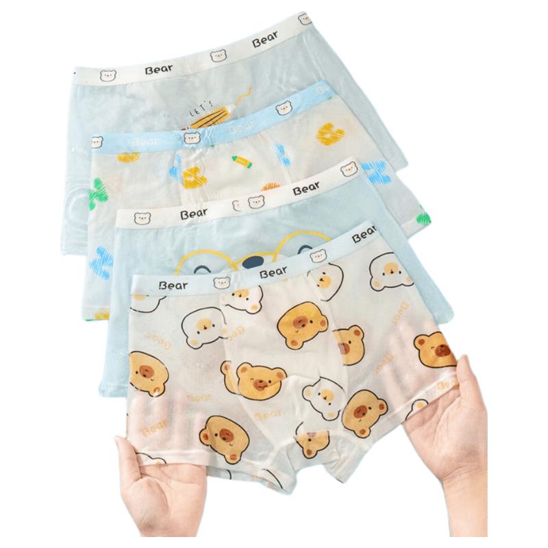 Boys' Soft Breathable Cartoon Boxer Briefs 4-Pack