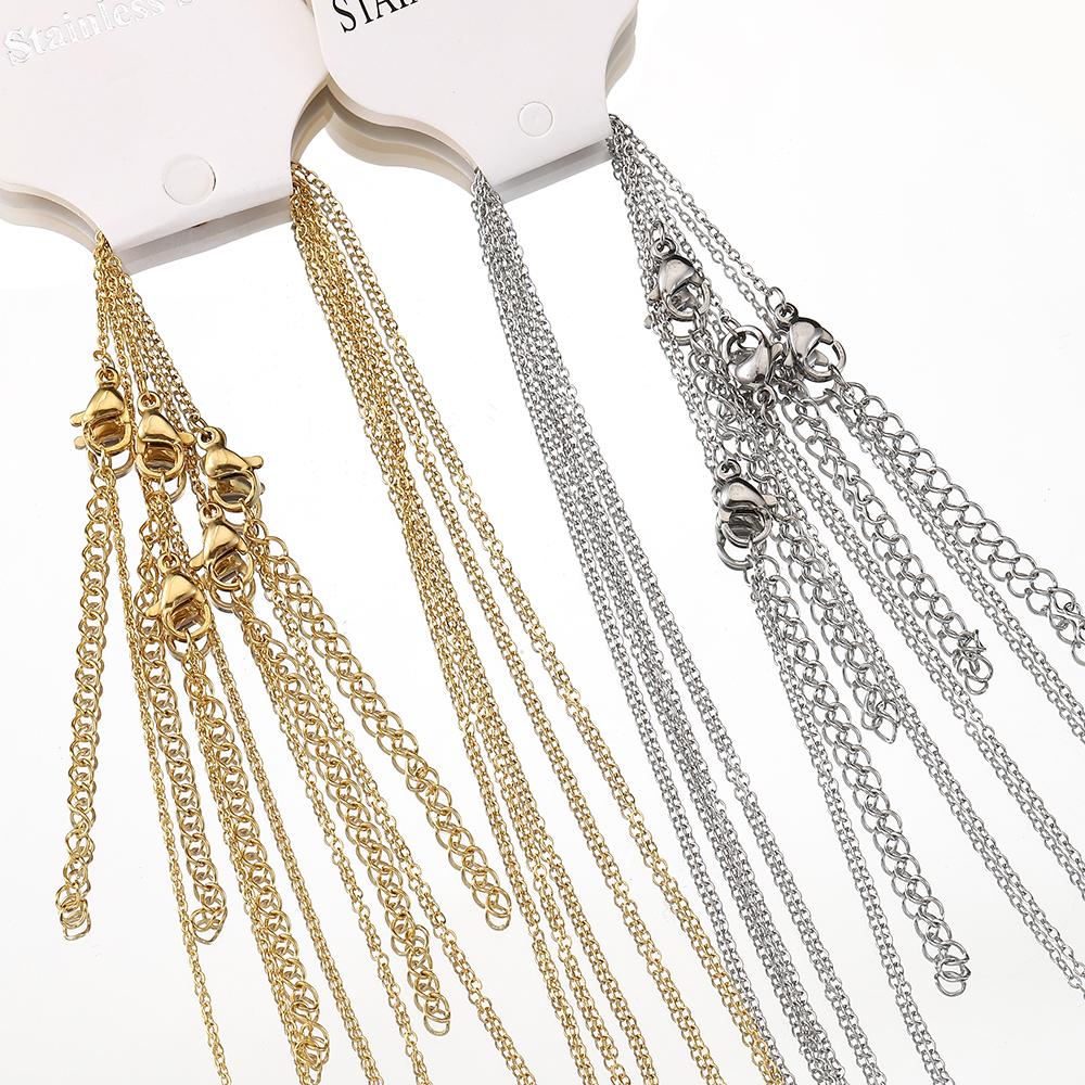 10pcs 5pcs Stainless Steel Chain O Shape Chain with Lobster Clasps Necklace Chains for Jewelry Making Charms Pendants DIY