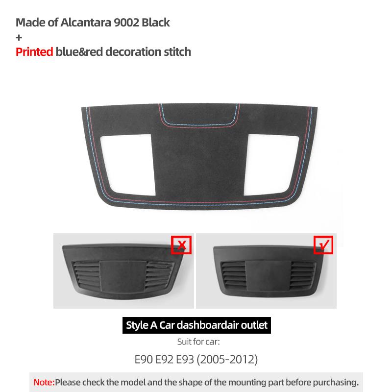 For BMW E90 E92 E93 Made of Alcantara/Carbon Fiber Leather Dashboard Air Vent Outlet Panel Trim Sticker Car Interior Accessories