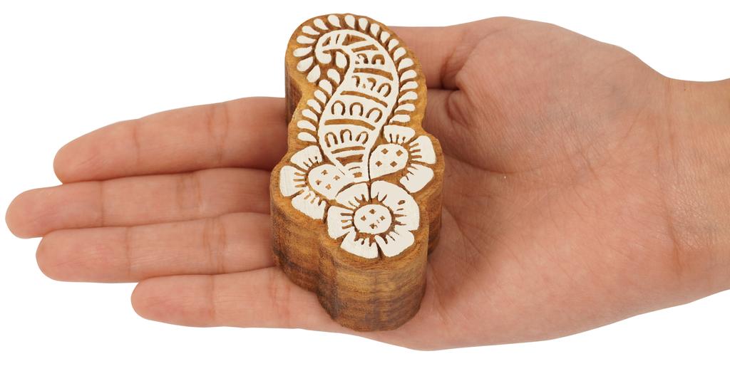 IBA Indianbeautifulart Textile Printing Block Foral Paisley Motif Hand Carved Wooden Stamp