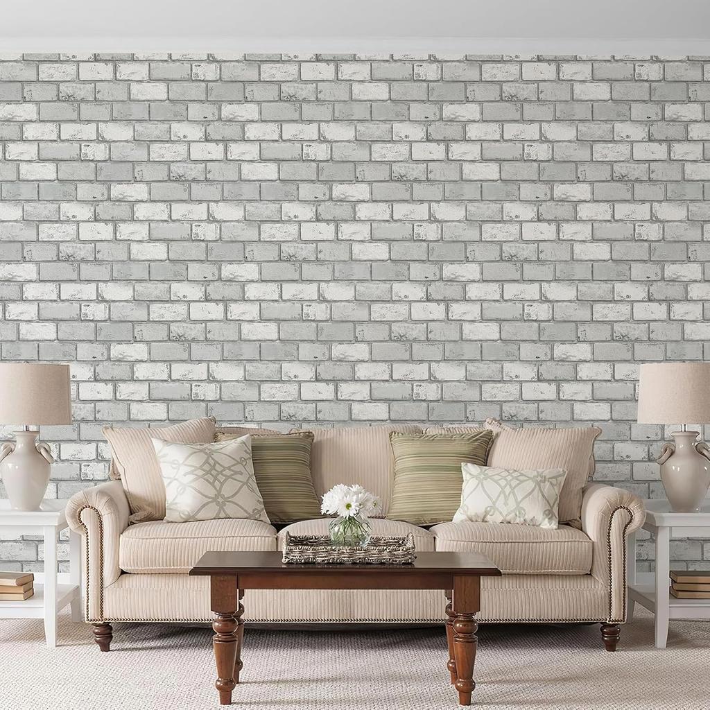 Grey Brick Self Adhesive Wallpaper Removable Vintage Peel and Stick Wallpaper Renter Friendly Brick Textured Contact Paper