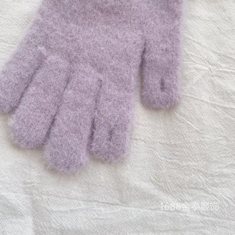 Oood Cartoon Dachshund All-finger Gloves Autumn and Winter New Warm and Fleece Windproof Five-finger Gloves